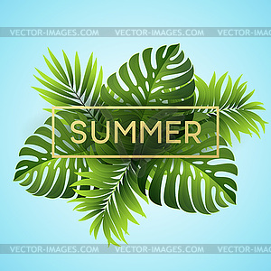 Tropical monstera leaves design for text card - royalty-free vector image