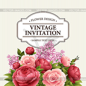 Floral frame with flowers. Floral bouquet with - vector clipart