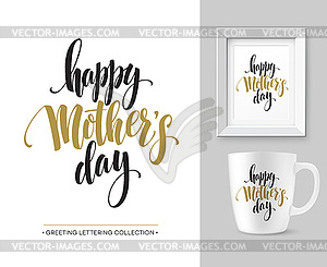 Mothers Day hand lettering collection. Mock-up - vector image