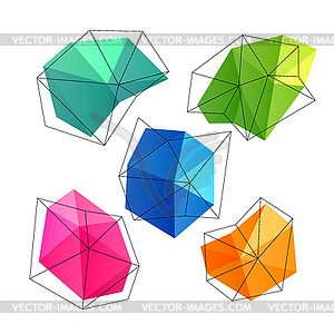 Triangle low poly circles set. Abstract business - vector clip art