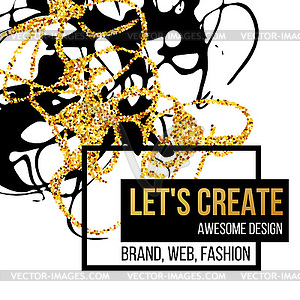 Golden hand-drawn design elements. templates for - vector clipart