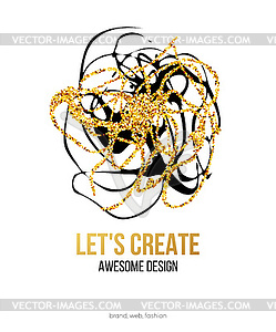 Golden hand-drawn design elements. templates for - vector clipart