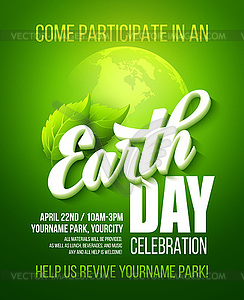 Earth Day poster. with Earth day lettering, - vector image