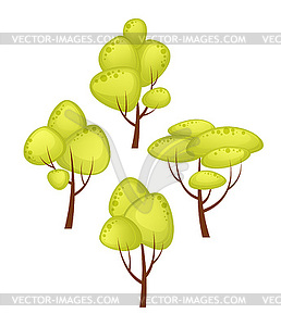 Set of Different Trees Cartoon Style. Summer green - vector clipart