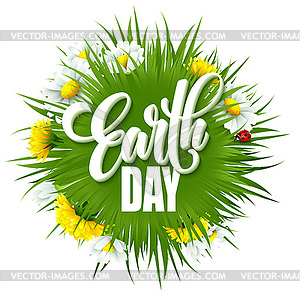 Earth Day Lettering poster with title. Green globe - vector image