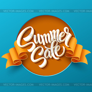 Summer Sale lettering. Ribbon background - vector clipart