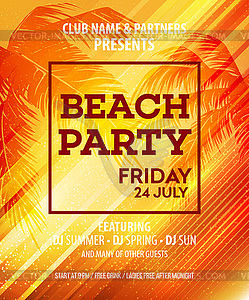 Hello Summer Beach Party Flyer. Design - vector clipart