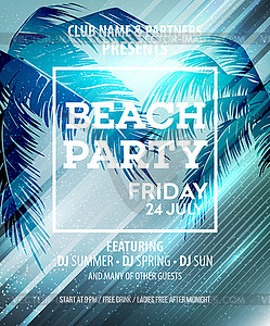 Hello Summer Beach Party Flyer. Design - vector image