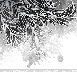 Grayscale watercolor painting design - vector clip art