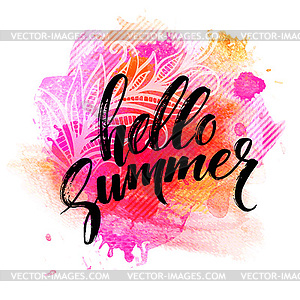 Summer Watercolor Design. Summer Typography - vector image