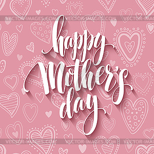 Mothers day lettering card with pink seamless - vector image