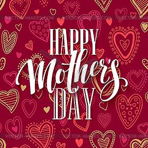 Mothers day lettering card with red seamless - vector EPS clipart