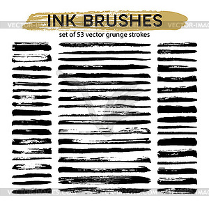 Large set of 53 different grunge ink brush strokes - vector clipart