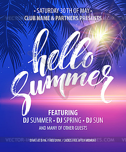 Hello Summer Party Flyer. дизайн - цветной векторный клипарт