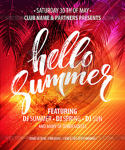 Hello Summer Party Flyer. Design - vector clip art