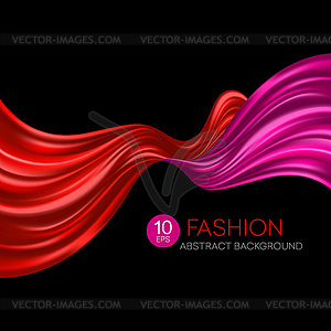 Red flying silk fabric. Fashion background - vector image