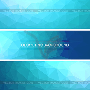 Set of polygonal triangular blue background - vector clip art