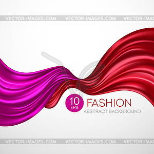 Red flying silk fabric. Fashion background - vector clip art