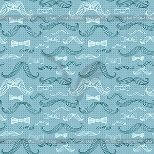 Bow Tie and Moustache Seamless Pattern - vector clipart