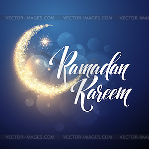 Ramadan Kareem greeting lettering card with moon an - vector image