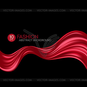 Red flying silk fabric. Fashion background - vector clipart