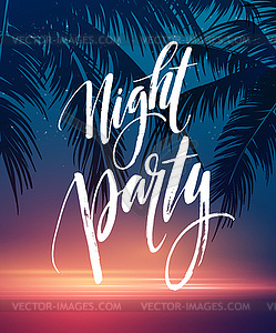 Hot Summer Night Party Poster Design with - vector clip art