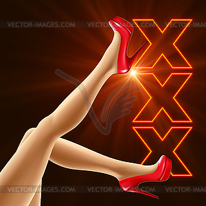 Woman legs in red shoes - vector clip art
