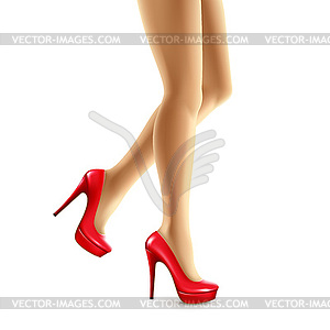 Female legs in red shoes - vector image