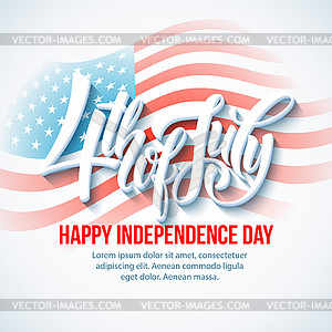 Американский День независимости дизайн надписи. templat - векторное изображение клипарта