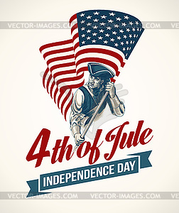 American Independence Day lettering design. templat - vector image