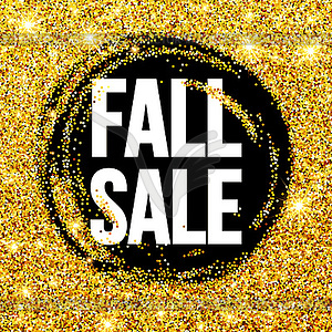 Fall Sale promo label. Golden glitter template for - vector clipart