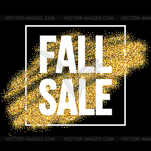 Fall Sale promo label. Golden glitter template for - vector clipart