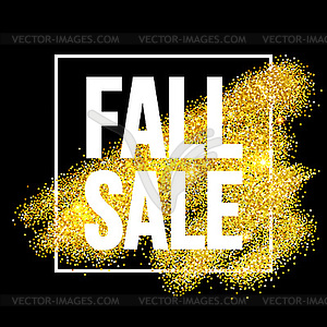 Fall Sale promo label. Golden glitter template for - vector clip art