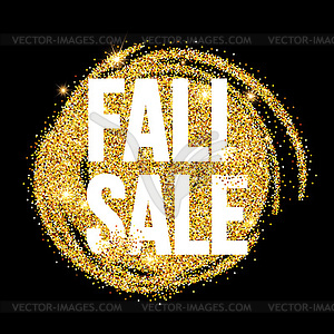 Fall Sale promo label. Golden glitter template for - vector image