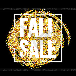 Fall Sale promo label. Golden glitter template for - vector clipart