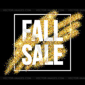 Fall Sale promo label. Golden glitter template for - vector clip art