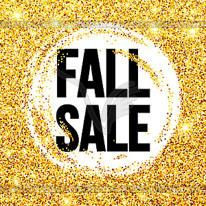 Fall Sale promo label. Golden glitter template for - vector clipart