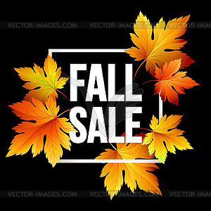 Autumn seasonal sale banner design. Fal leaf - vector clip art