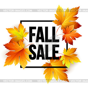 Autumn seasonal sale banner design. Fal leaf - vector image