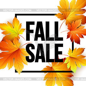 Autumn seasonal sale banner design. Fal leaf - vector clipart