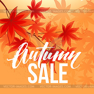 Осенняя распродажа баннер с осени листья - стоковый клипарт