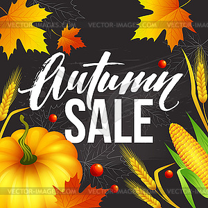 Design banner Autumn sale. Fall poster design with - vector image