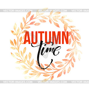 Autumn leaves wreath. Watercolor texture. Fall leaf - vector image