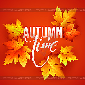 Autumn time seasonal banner design. Fall leaf - vector clip art