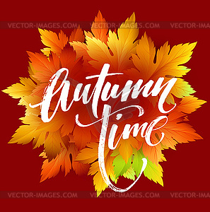 Autumn time seasonal banner design. Fall leaf - vector clipart