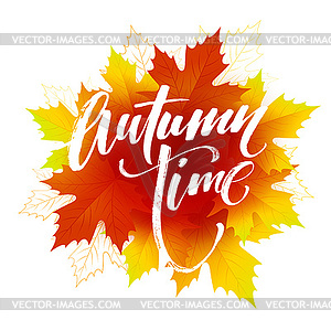 Осенняя пора дизайн сезонный баннер. Падение листьев - векторное изображение