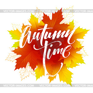 Autumn time seasonal banner design. Fall leaf - vector image