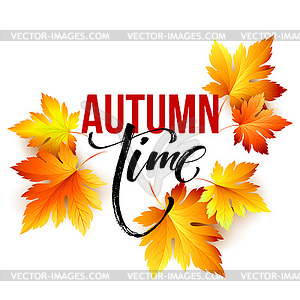 Autumn time seasonal banner design. Fall leaf - vector clip art