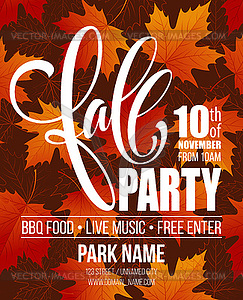 Fall Party. Template for Autumn poster, banner, - vector clip art