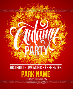 Fall Party. Template for Autumn poster, banner, - vector image